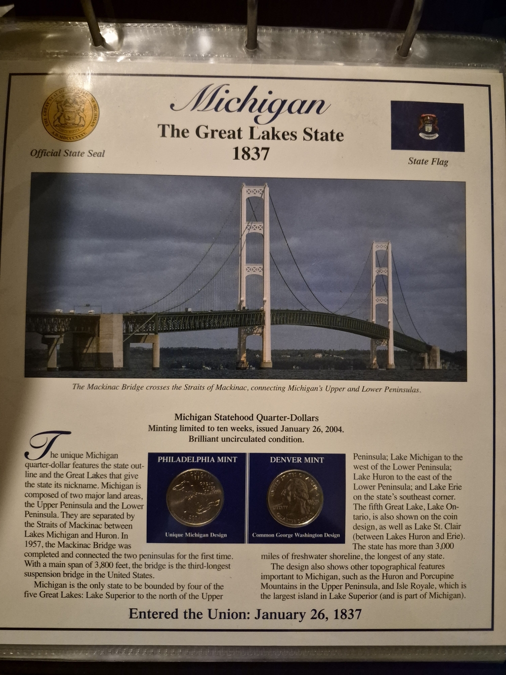 Michigan State Display Print in Blue and White